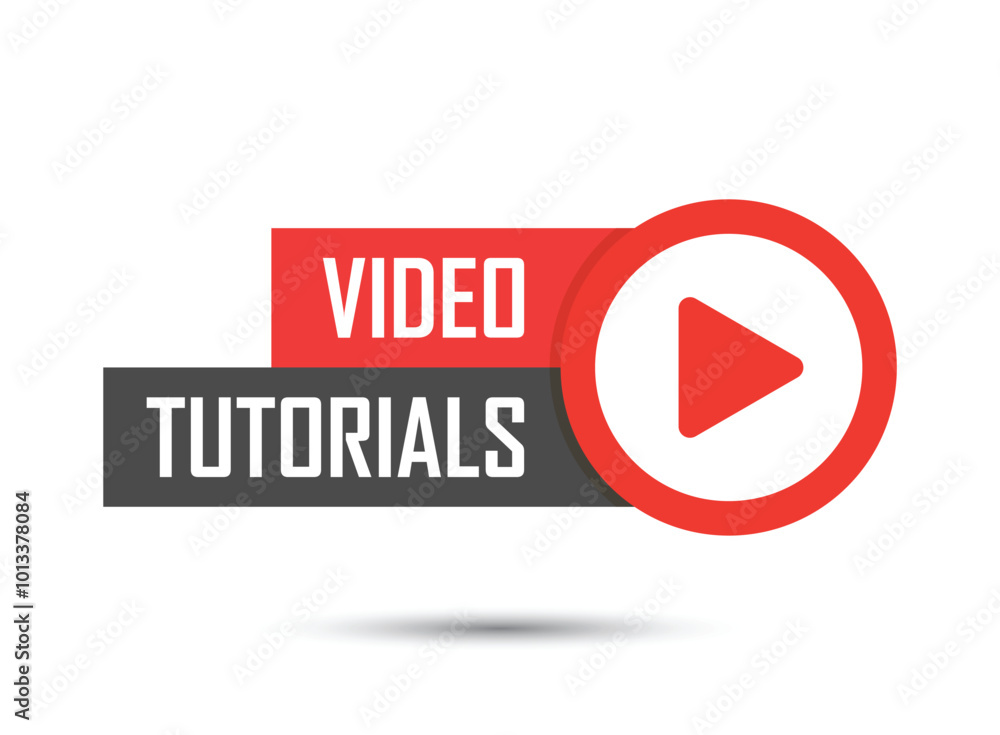 Aufkleber play video tutorials icon in flat style. education software vector illustration on isolated backgrou