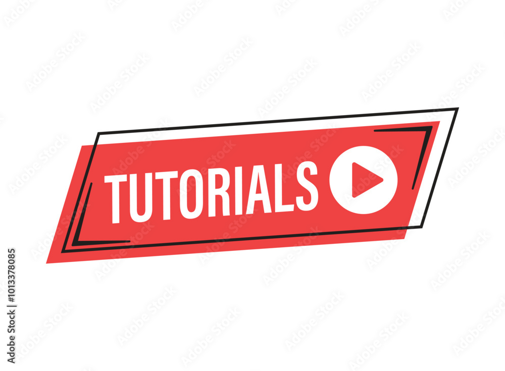 Poster play video tutorials icon in flat style. education software vector illustration on isolated backgrou