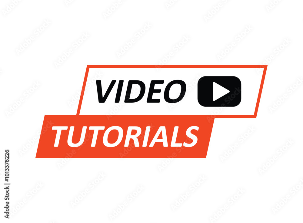 Poster play video tutorials icon in flat style. education software vector illustration on isolated backgrou