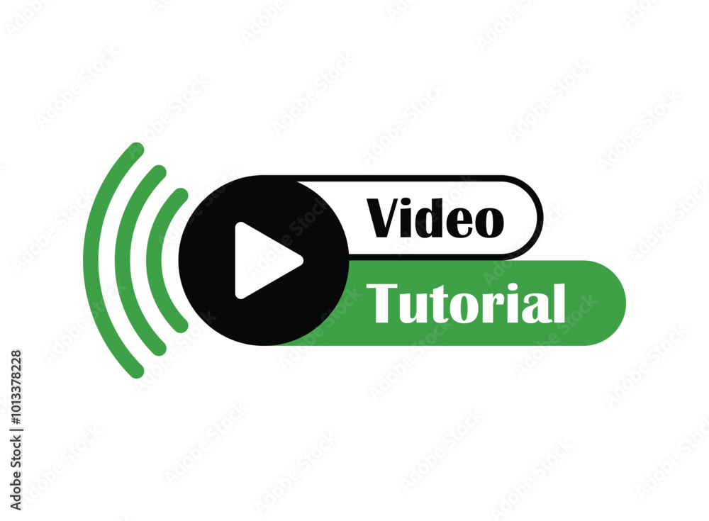 Aufkleber play video tutorials icon in flat style. education software vector illustration on isolated backgrou