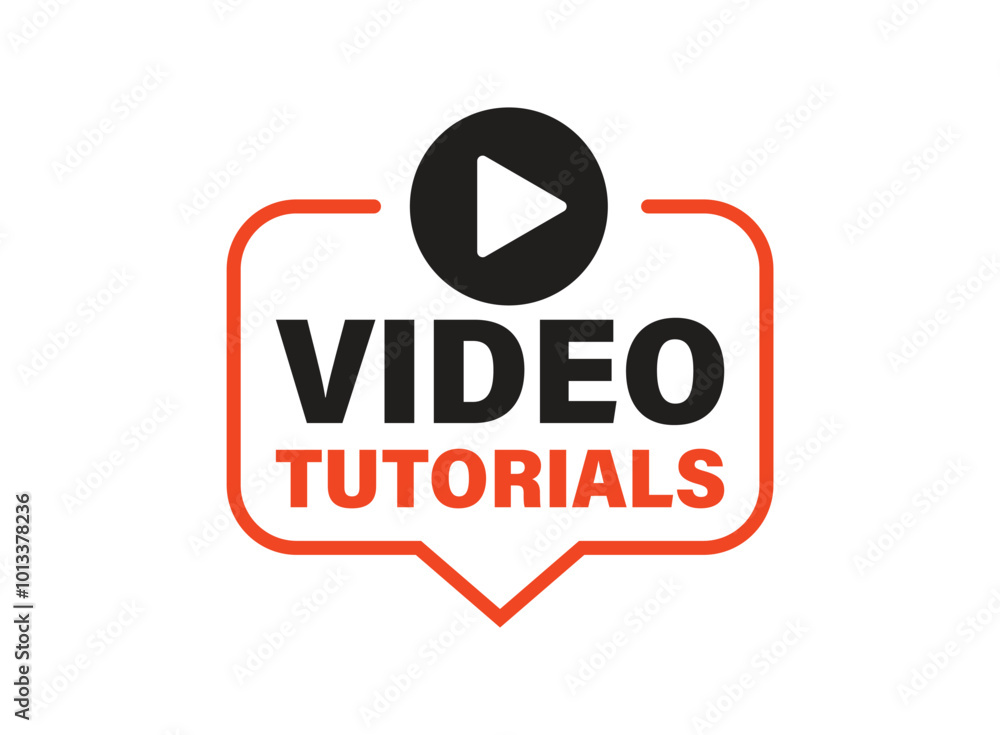 Poster play video tutorials icon in flat style. education software vector illustration on isolated backgrou