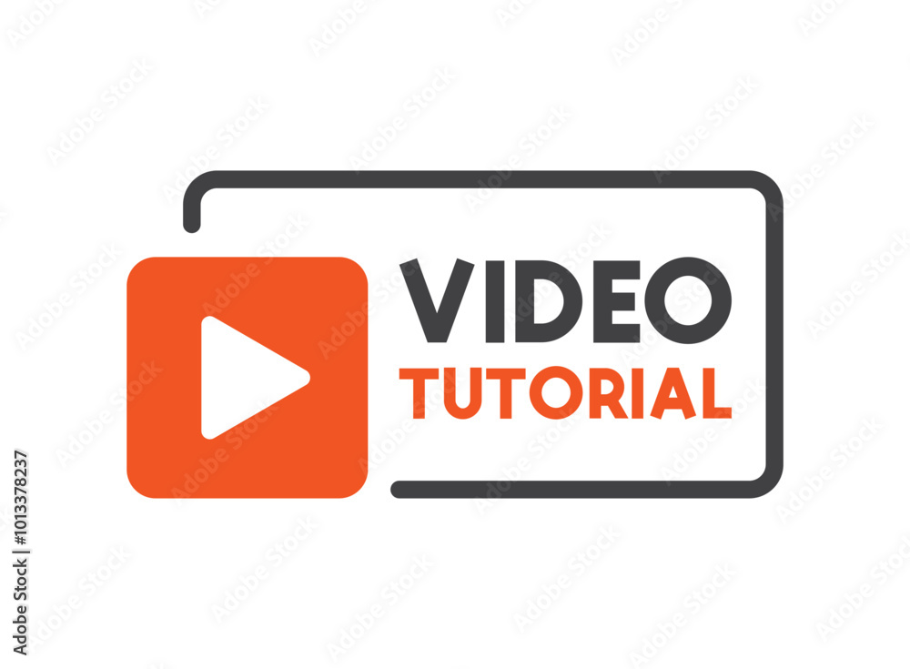 Poster play video tutorials icon in flat style. education software vector illustration on isolated backgrou