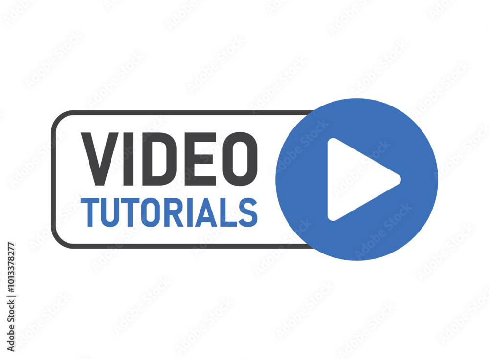 Poster play video tutorials icon in flat style. education software vector illustration on isolated backgrou
