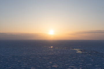 Fototapeta premium Sunset and drift ice in Hokkaido Japan