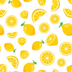 Lemon fruit icon seamless pattern background in flat style. Organic fruits vector illustration on isolated background. Vitamin C food sign business concept.