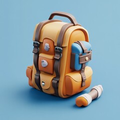 3D Adventure Gear Icon: Essential Travel Equipment Illustration Logo