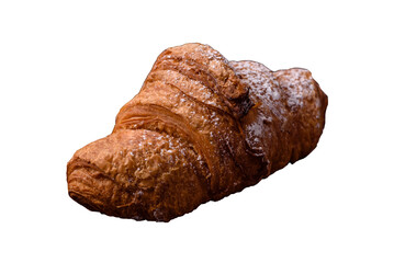 Delicious crispy sweet croissant with chocolate