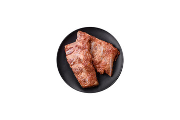 Pork ribs in sweet and sour sauce with salt and spices