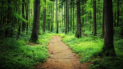 Fototapeta premium Serene Forest Path through Lush Greenery