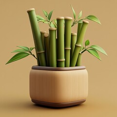 Fototapeta premium 3D Bamboo Icon: Tall, Green Tropical Plant Illustration Logo