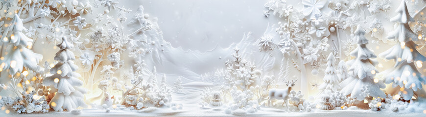 Traditional Christmas greeting card with white winter landscape
