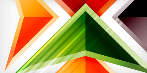 Arrows with 3d effect abstract background. Triangles on light grey backdrop