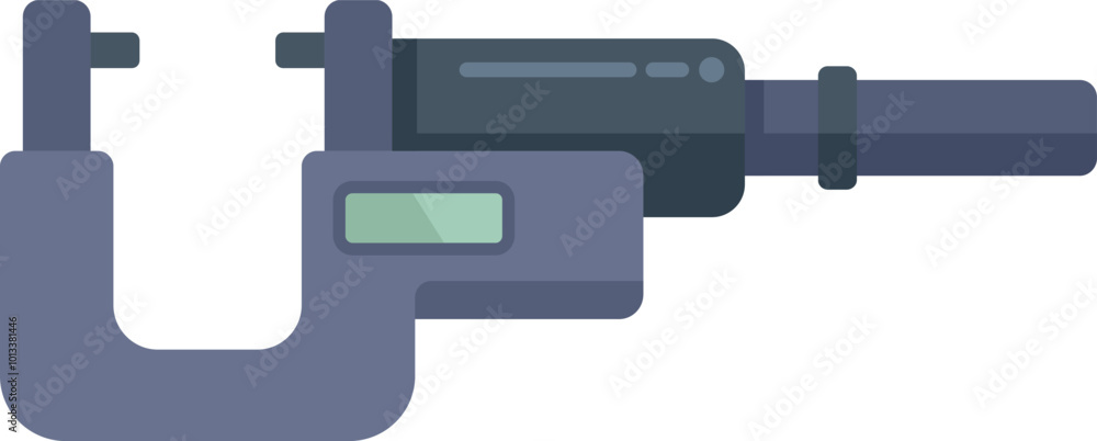 Poster digital micrometer showing precise measurement tool for industry design isolated on white background