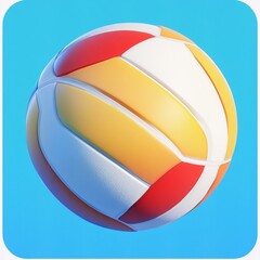 Fototapeta premium 3D Beach Volleyball Icon: Sand Court Game Ball Illustration Logo