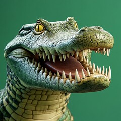 Obraz premium 3D Crocodile Icon: Large Reptile with Powerful Jaws Illustration Logo