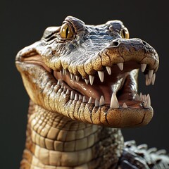 Obraz premium 3D Crocodile Icon: Large Reptile with Powerful Jaws Illustration Logo