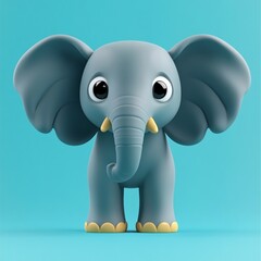 Fototapeta premium 3D Elephant Icon: Large Land Mammal with Trunk Illustration Logo