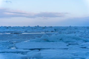 Drift ice in hokkaido Japan 