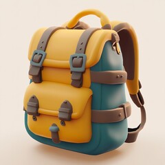 3D Hiking Backpack Icon: Outdoor Gear Carrier Illustration Logo