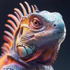 Fototapeta premium 3D Iguana Icon: Tropical Reptile with Spiny Crest Illustration Logo