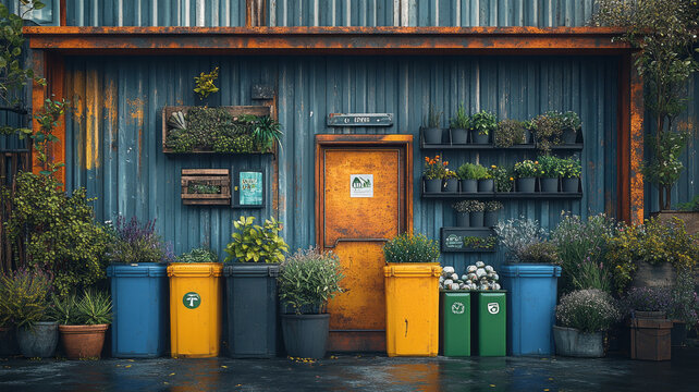 Marketing materials for a green event, with posters and online ads promoting zero-waste practices and eco-friendly vendors