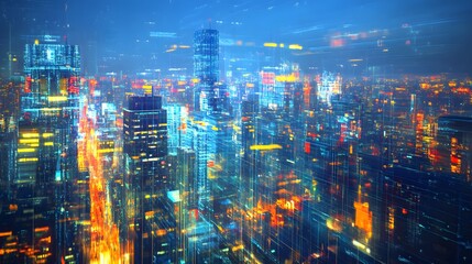 Vibrant Cityscape at Night