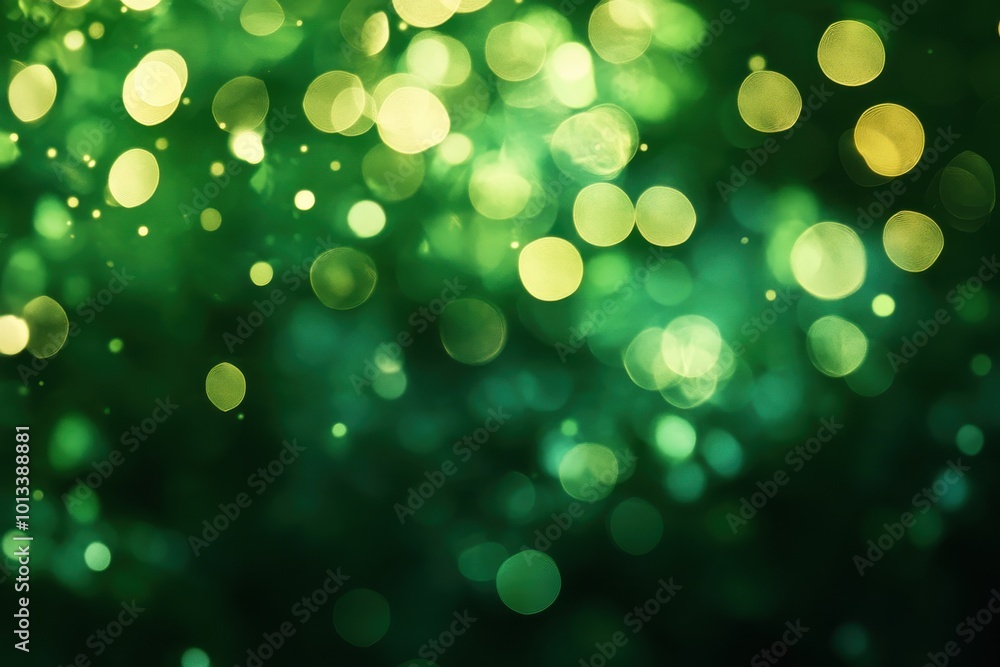 Aufkleber lively emerald and dim hazy bokeh background