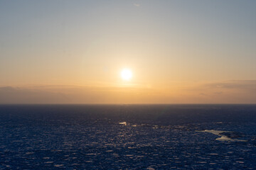Sunset and drift ice in Hokkaido Japan 