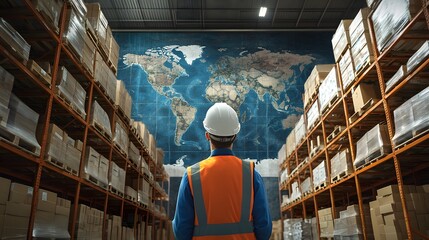 global logistics and distribution warehouse worker