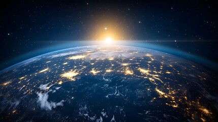 Fototapeta premium Stunning view of earth from space at sunrise