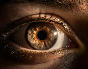 Glimmer of insight: close-up of human eye