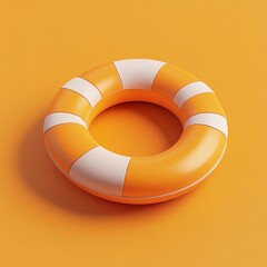 3D Lifebuoy Icon: Essential Life Saving Device Illustration Logo