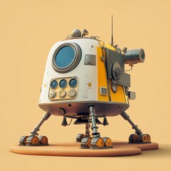 3D Lunar Module Icon: Moon Landing Craft Illustration Logo