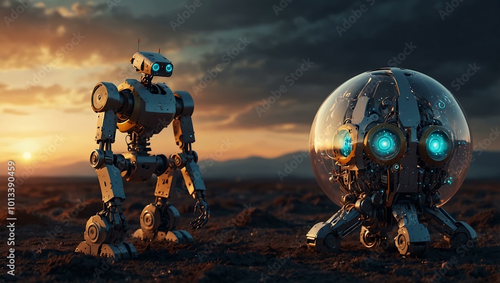 Aufkleber concept of futuristic technology with advanced robotics.