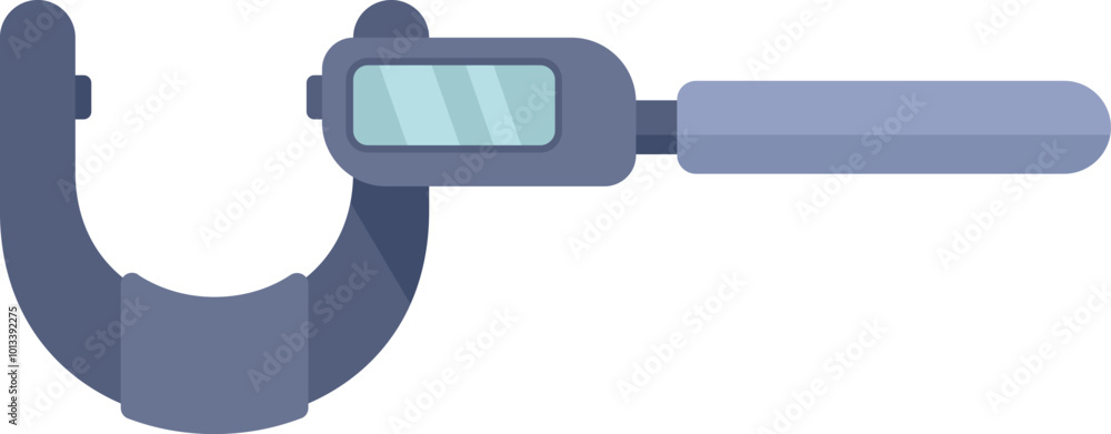 Poster outside micrometer measuring tool icon showing open jaws for measuring external dimensions