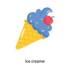 Ice cream doodle vector outline Sticker. EPS 10 file