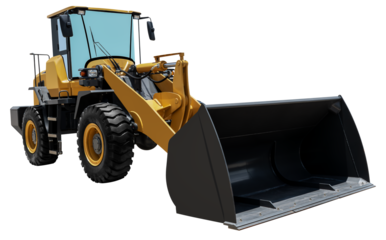 Yellow backhoe loader