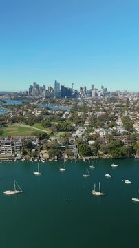 Vertical aerial video of Sydney in daytime