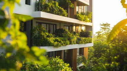 modern green architecture with lush vegetation