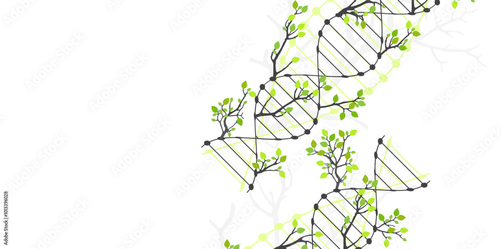 Aufkleber scientific medical background with abstract image of dna molecule and tree branches. hand drawn vect