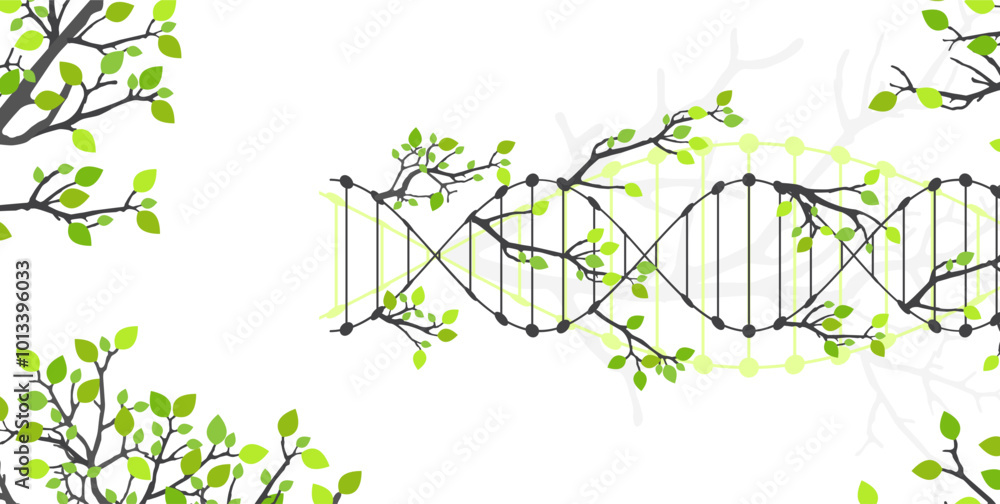 Aufkleber scientific medical background with abstract image of dna molecule and tree branches. hand drawn vect