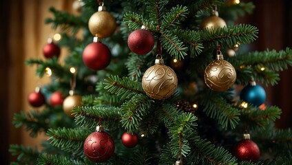 Elegant and detailed HD photo of a Christmas tree.