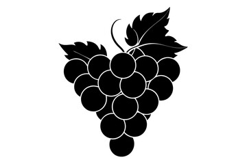  Delicious fruit grapes silhouette black vector art illustration