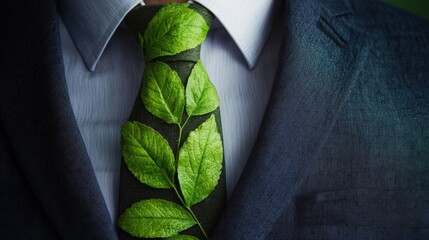 Eco Conscious Business Professional with Nature Inspired Tie