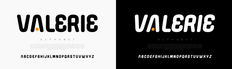 Valerie creative modern geometric urban alphabet font. Digital abstract futuristic, game, techno, robot, music, logo, sport, minimal technology typography. Simple numeric vector illustration