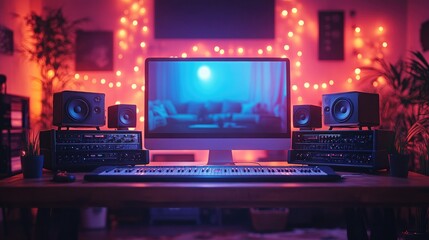 Live Podcast Setup with AI-Powered Sound System for Engaging Broadcasts