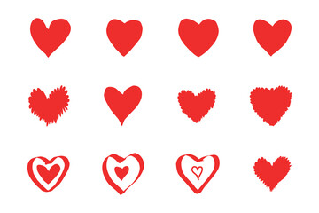 set of red hearts