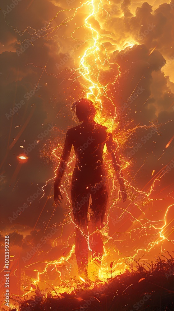 Poster Woman Embracing the Power of Lightning