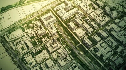 aerial view of a dense urban cityscape