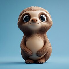 3D Sloth Icon: Slow Moving Arboreal Mammal Illustration Logo